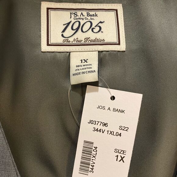 NWT Jos A Bank 1905 Size 1X Suit Separate Vest Wool Grey C100810 - Picture 4 of 4